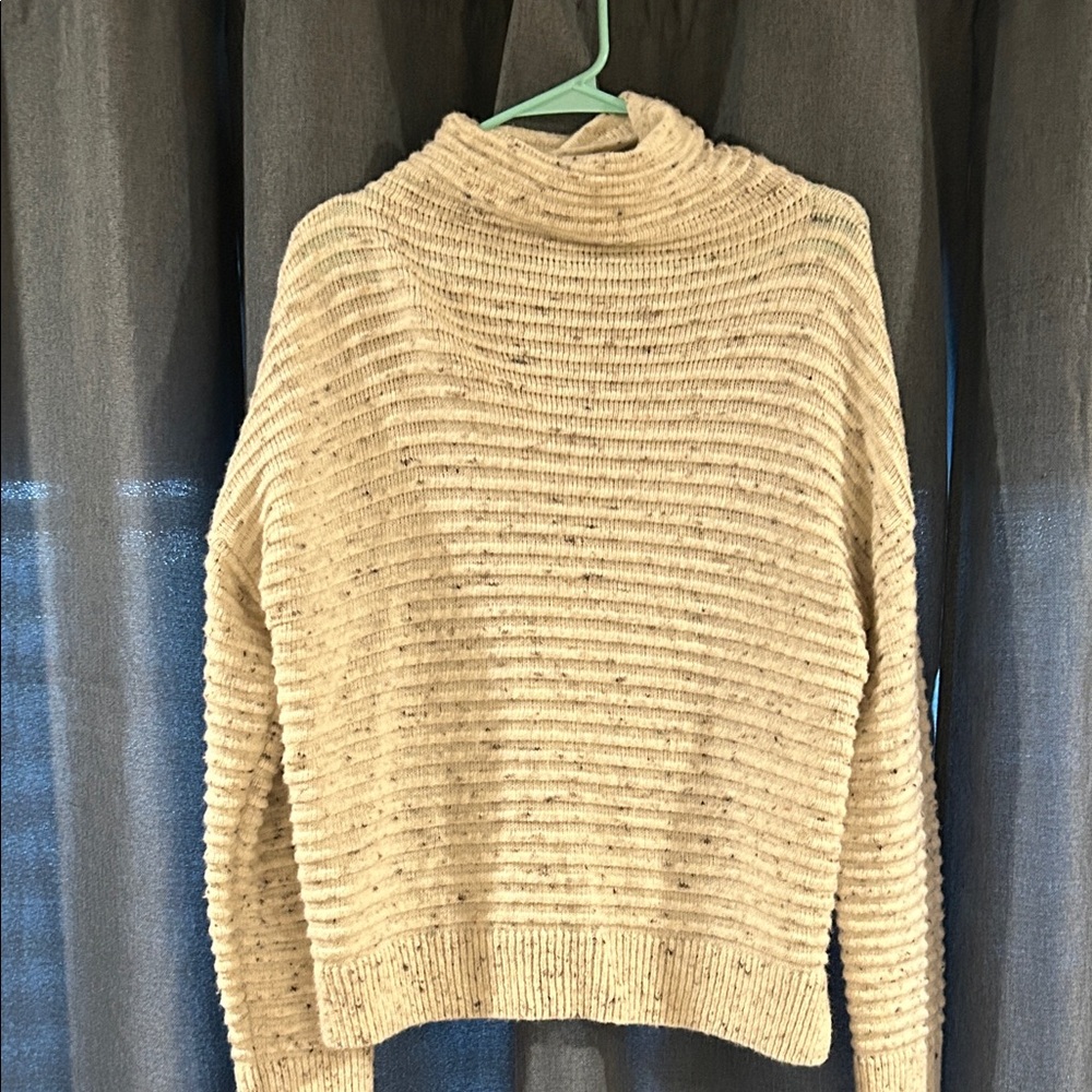 Madewell Beige Ribbed Cowl Neck Sweater